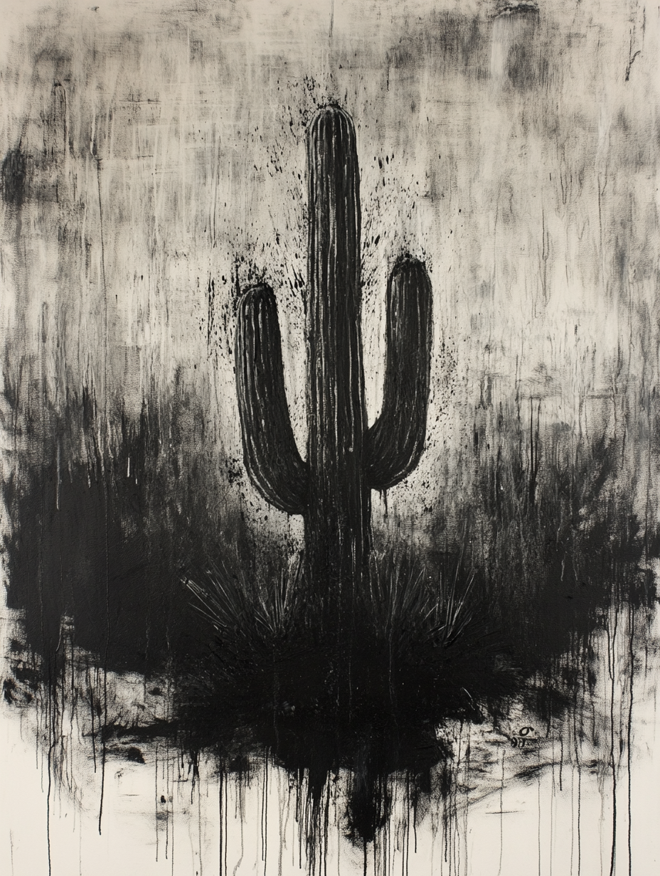 Charcoal and Grit Cactus 